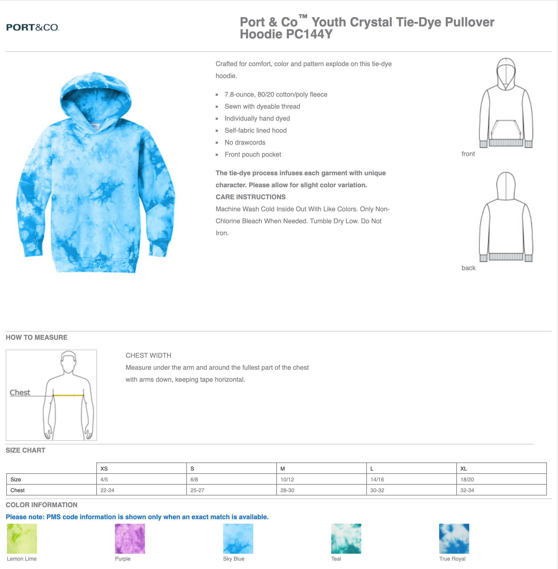 Port and Co Youth Tie-Dye Hoodies