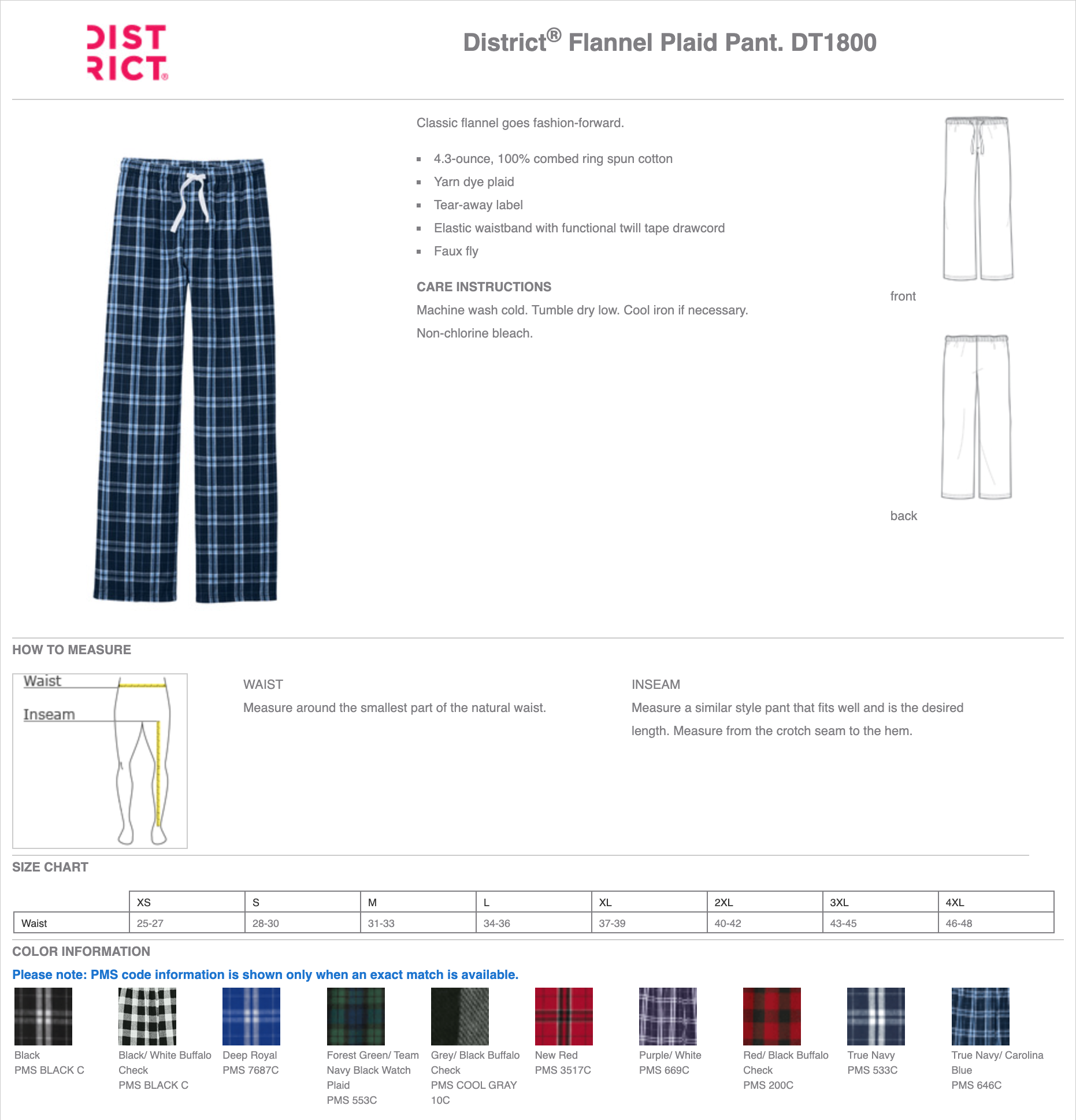 District Flannel Plaid Pants