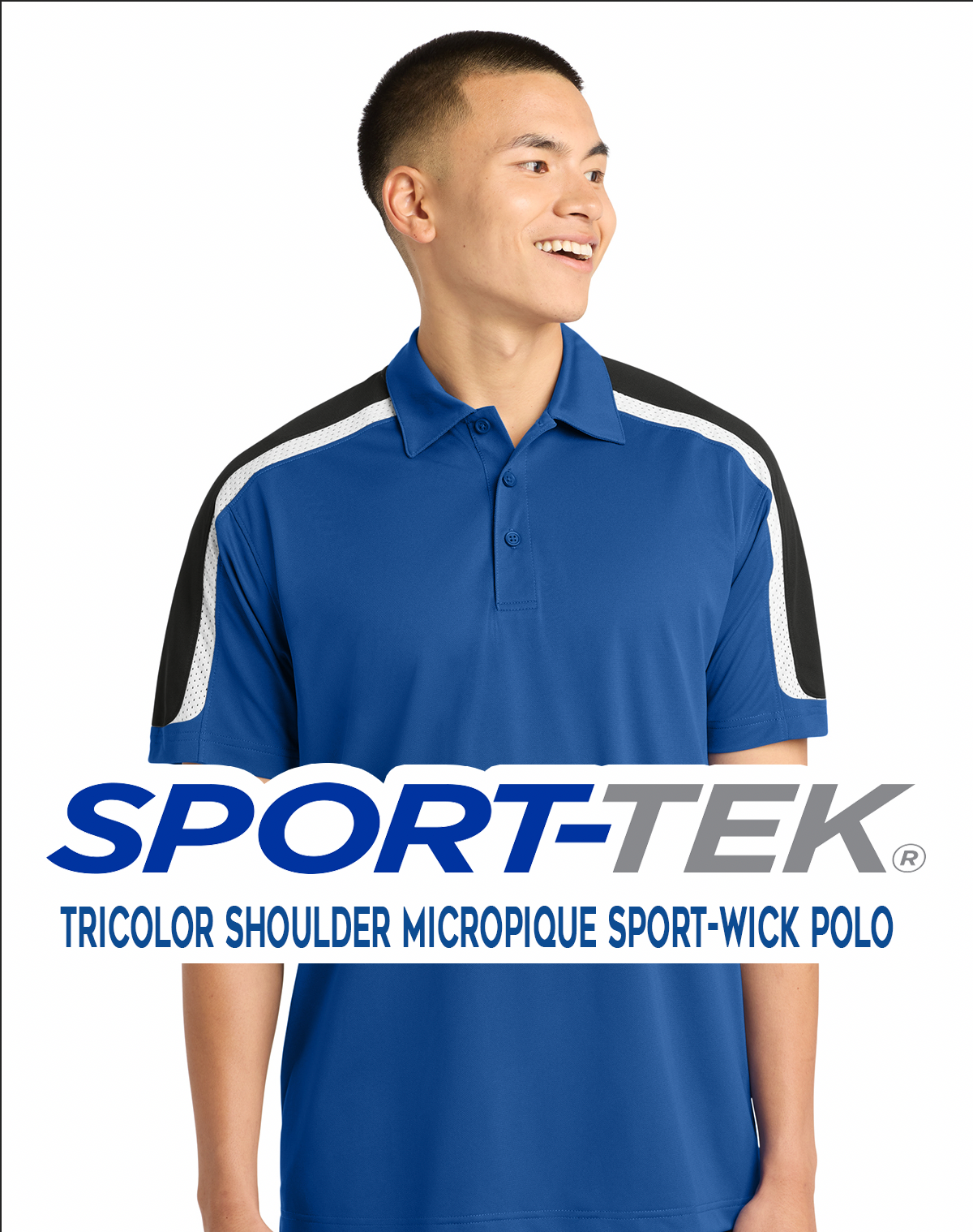 Sport-Tek Tricolor Shoulder Micropique Sport-Wick® Polo