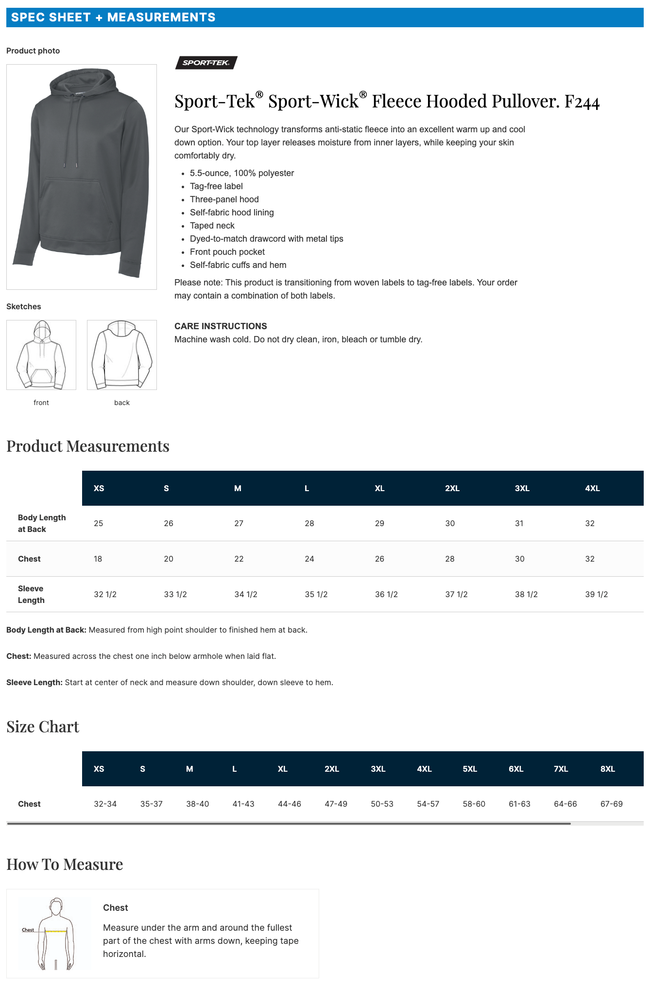 All-Stars Sport-Wick® Fleece Hooded Pullover (F244)