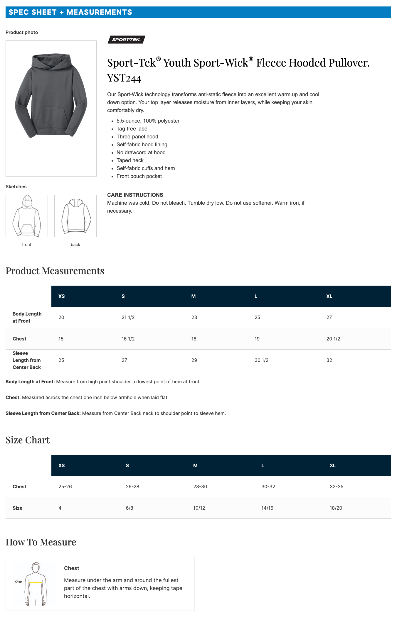 All-Stars Sport-Wick® Fleece Hooded Pullover (F244)