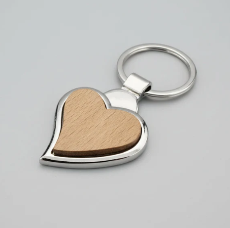 Metal with wood keychain