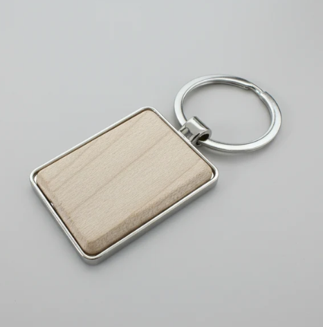 Metal with wood keychain