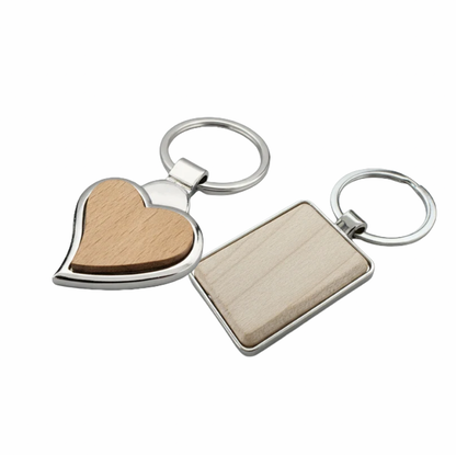 Metal with wood keychain