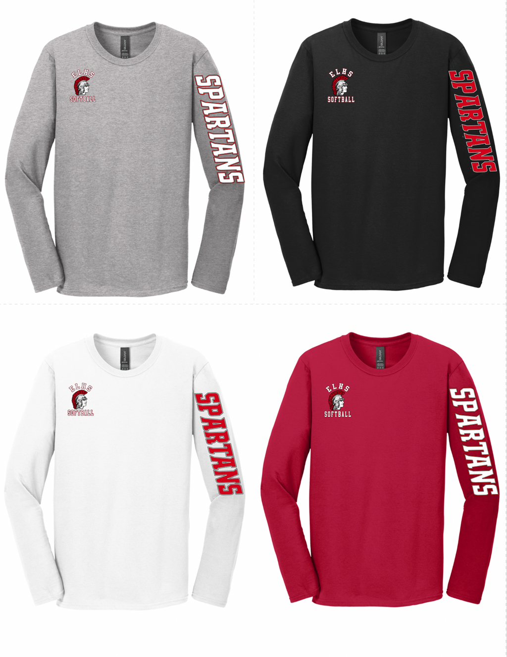 2025 Gildan Softstyle® Long Sleeve T-Shirt ELHS Spartans Softball (ELHS Softball)