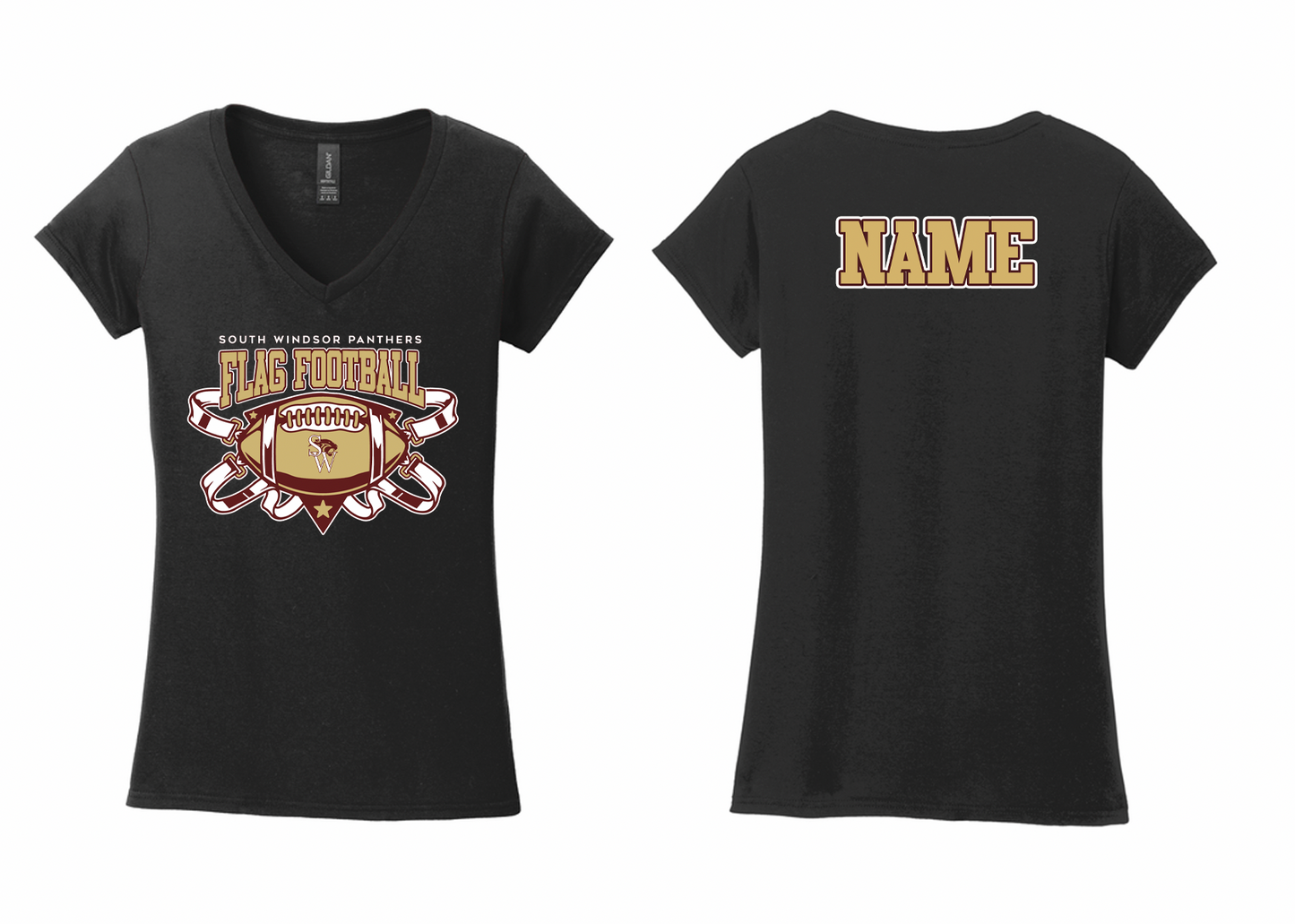Panthers Flag Football Women's V-Neck T-Shirt