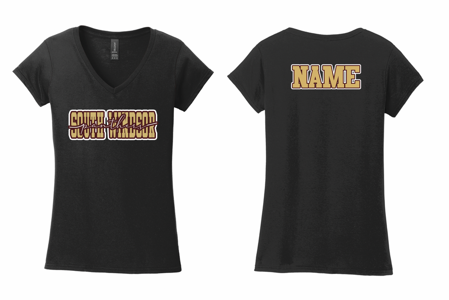 Panthers Cursive Women's V-Neck T-Shirt