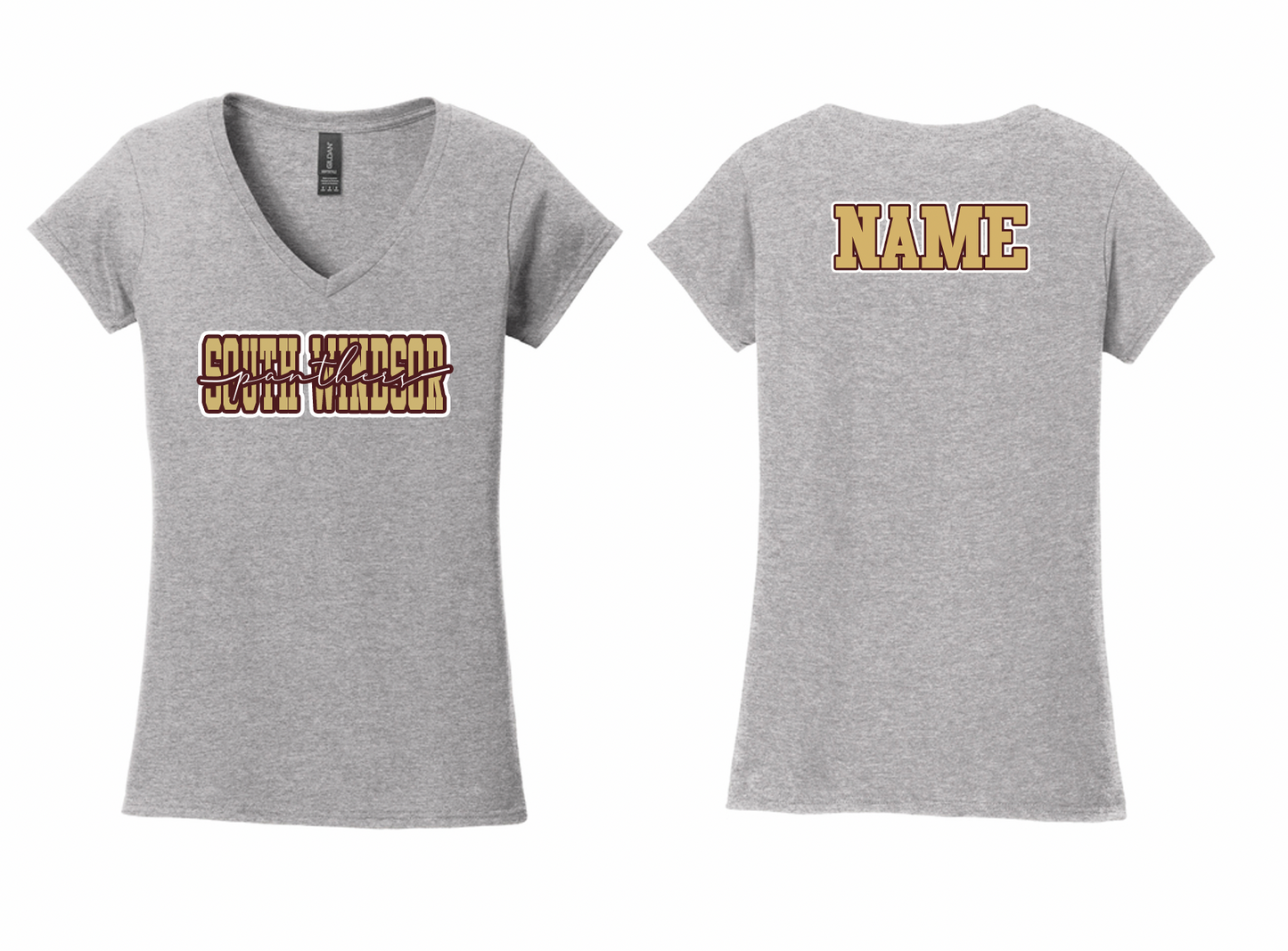 Panthers Cursive Women's V-Neck T-Shirt
