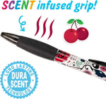 Sugar Skull Smens - Scented Grip Pens, Black Ink - 8 Count