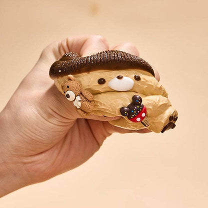 SqueezeSquad Taba Deluxe Premium Silicone Squishy Fidget Toy - Brown Hatted Bear