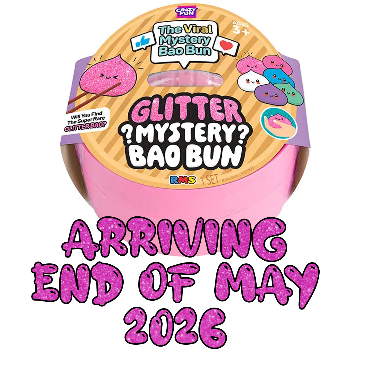 Glitter Mystery Bao Bun 4" Dumpling Squishy Fidget Toy (1pc)