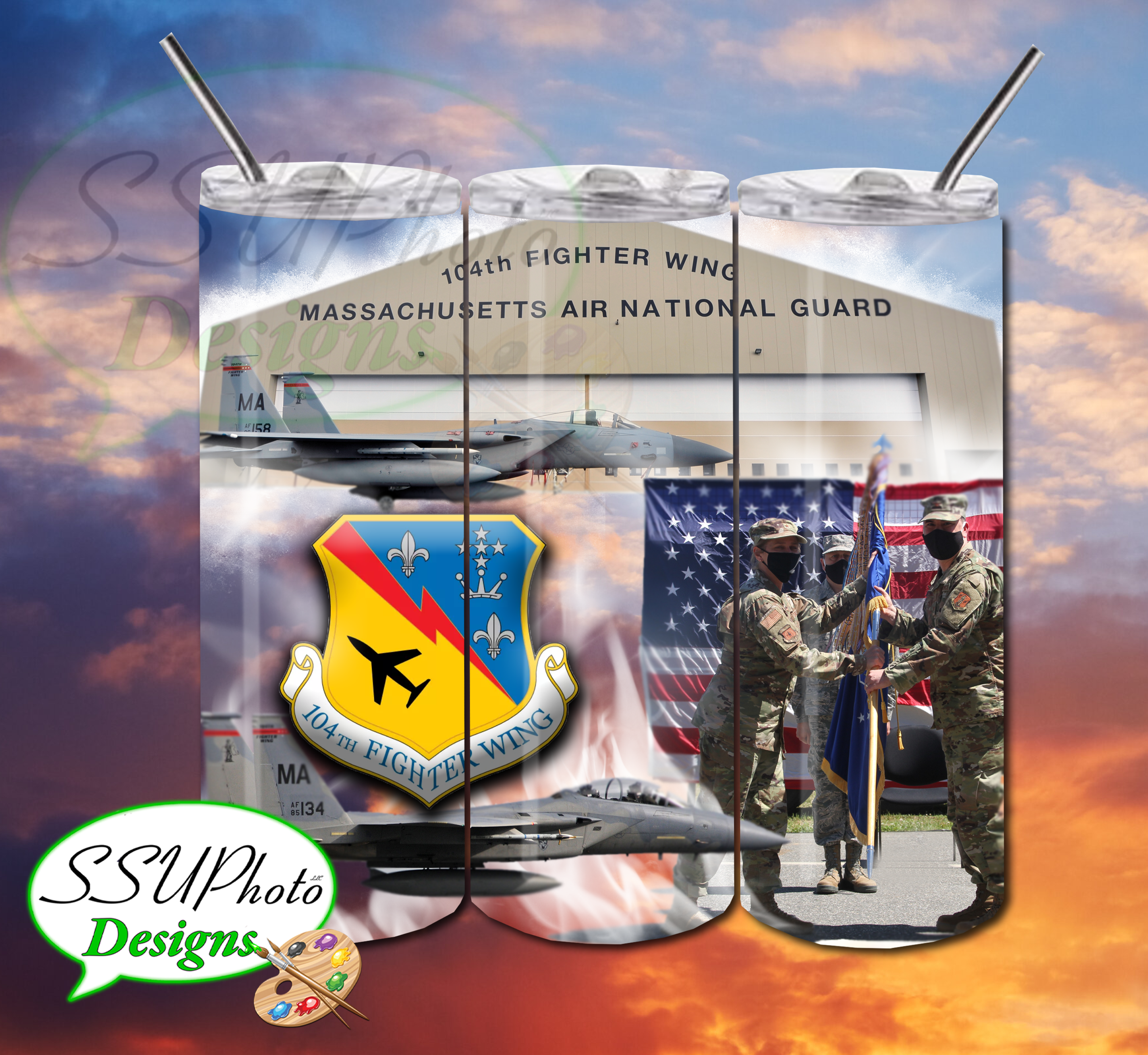 Military FW104 National Guard 20 OZ Skinny TumblerD Digital Design