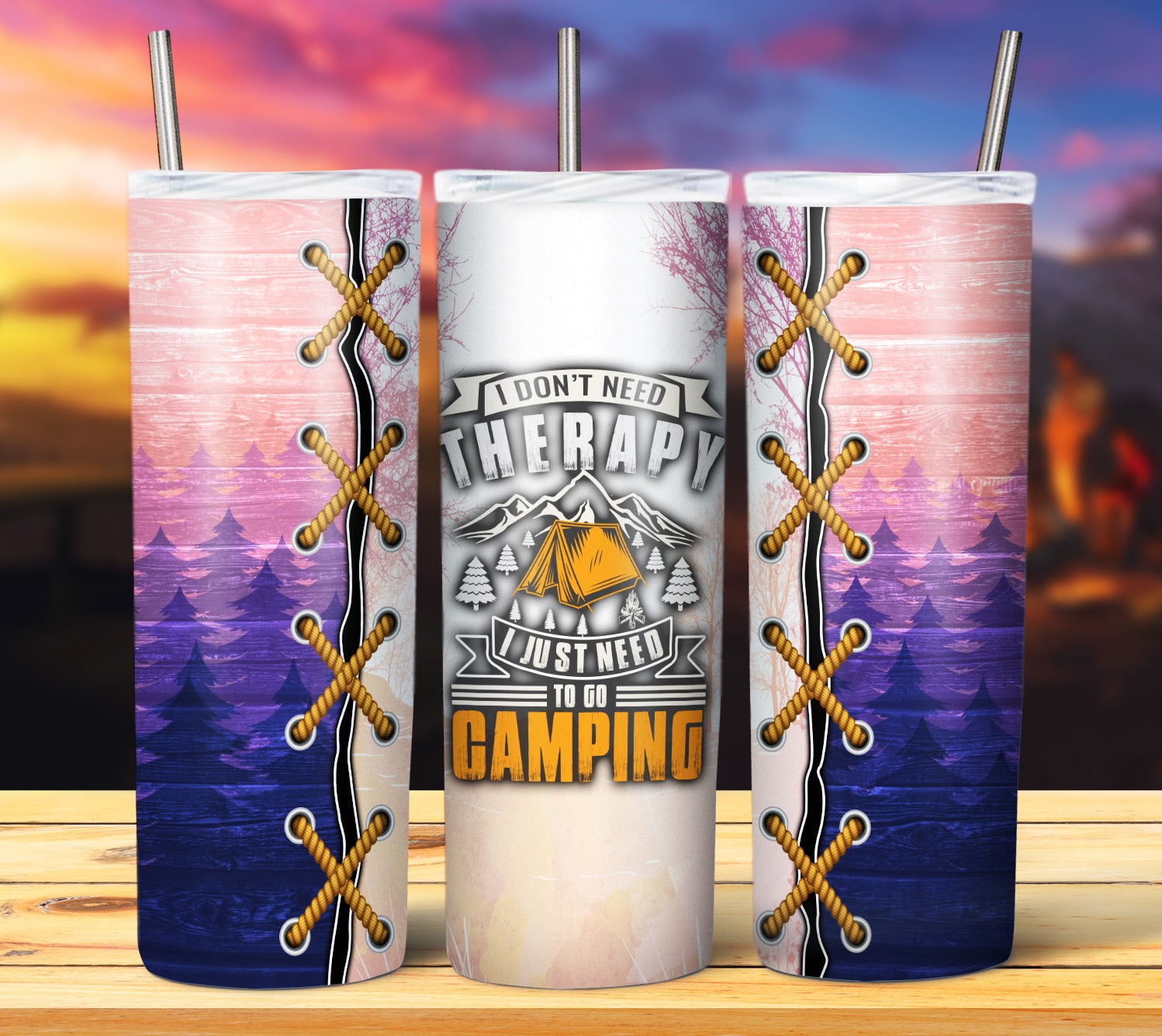 Let's Go Camping – Tumbler Sublimation Transfer – Ready To Press