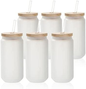 Case (25)16oz Frosted Bamboo Lid Sublimation Glass
