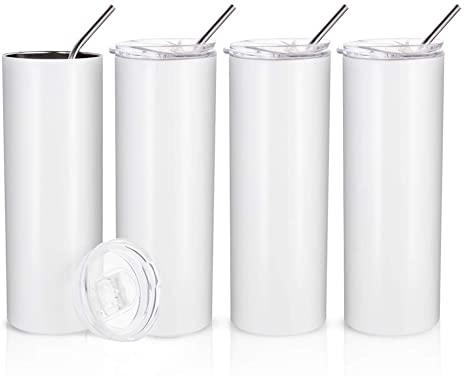 1 Case (25) Blank 20oz Straight Sublimation WhiteTumblers