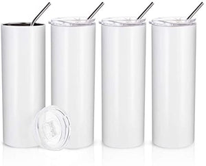 1 Case (25) Blank 20oz Straight Sublimation WhiteTumblers