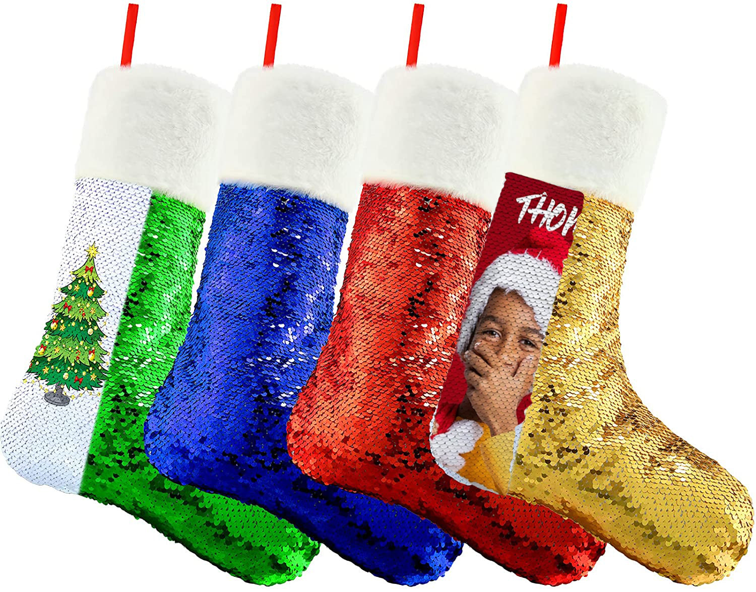 Hidden Message Holiday Sequin Stockings personalized
