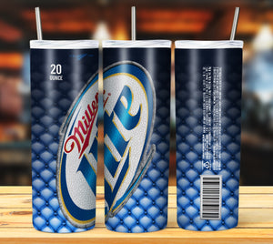 Set Of (2) NEW Miller Lite 16 Ounce Aluminum Can Cup Tumbler Beer Drinking  Can