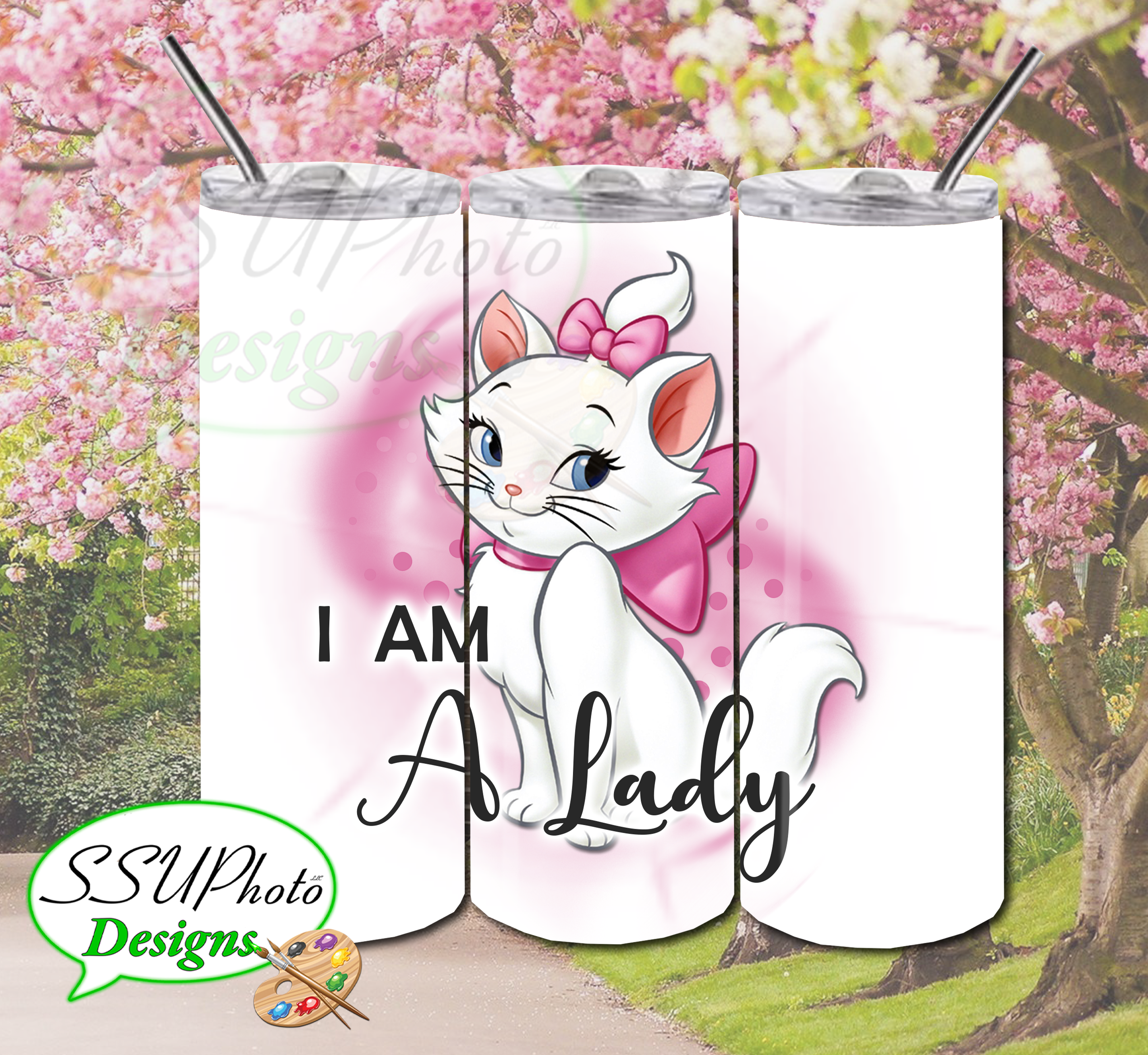 Aristocats Marie White 20 OZ Skinny TumblerD Digital Design