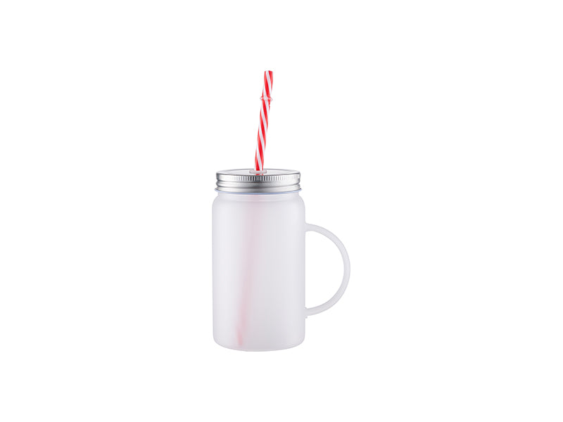 Frosted mason far glass mug