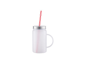 Frosted mason far glass mug
