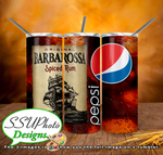 Barbarossa Rum and Pepsi 20 oz and 30oz OZ Skinny TumblerD Digital Design