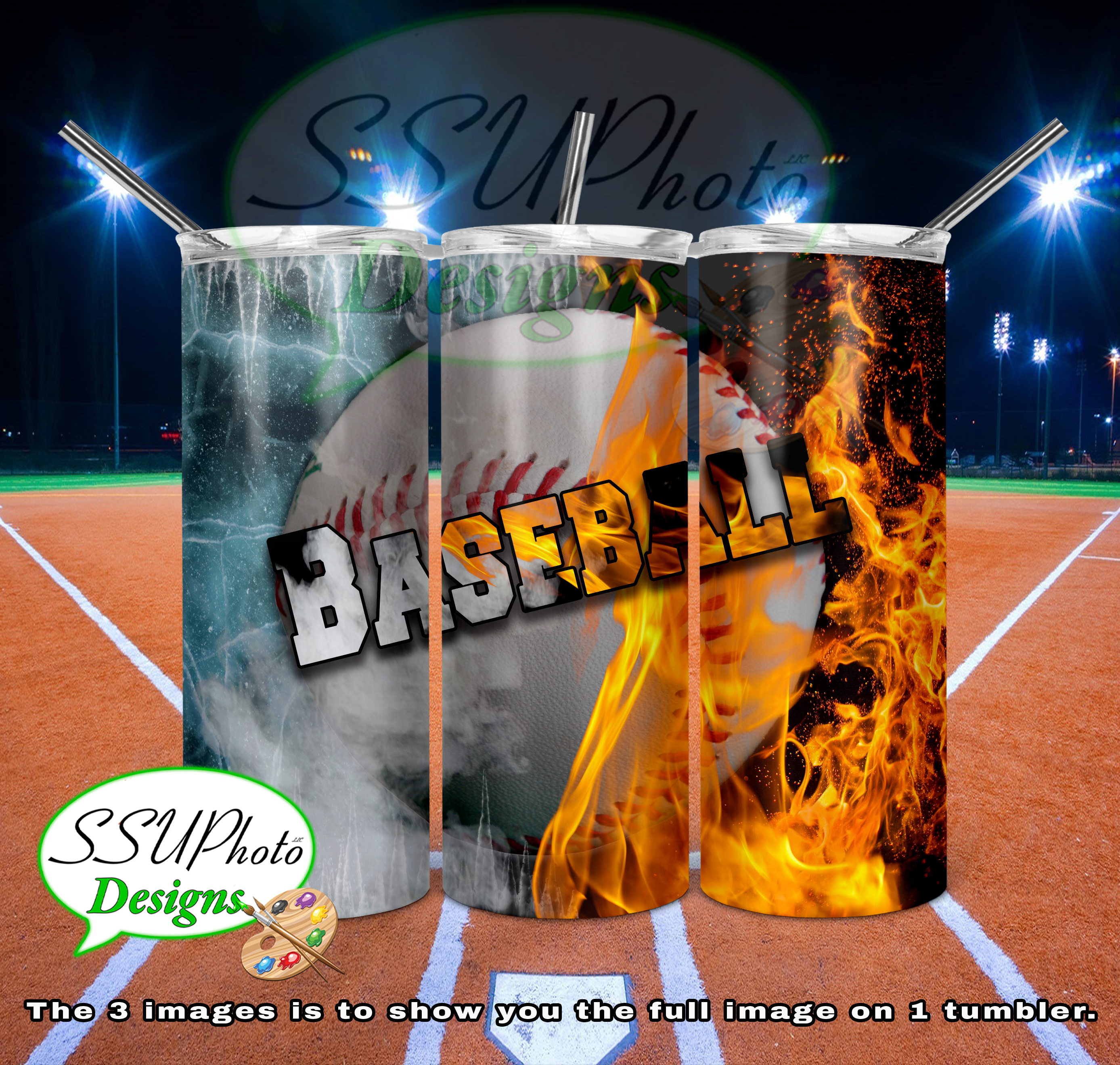 Sports Fire and Ice Collection 20 OZ Skinny TumblerD Digital Design