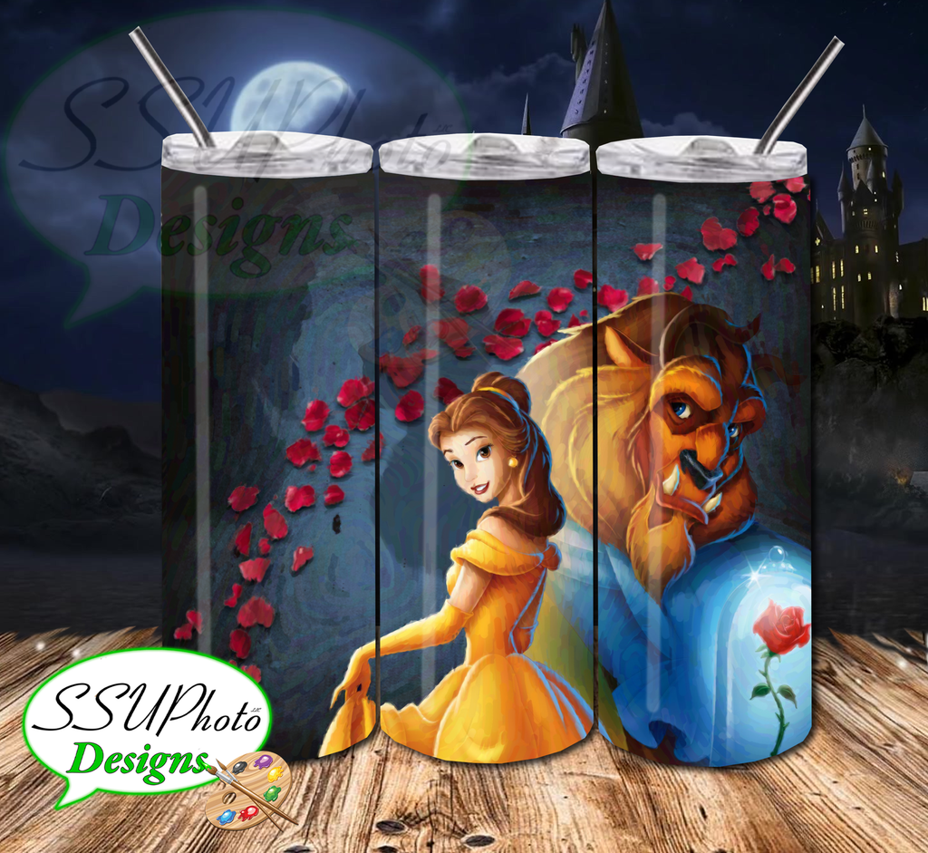 Beauty and the Beast 20 OZ Skinny TumblerD Digital Design