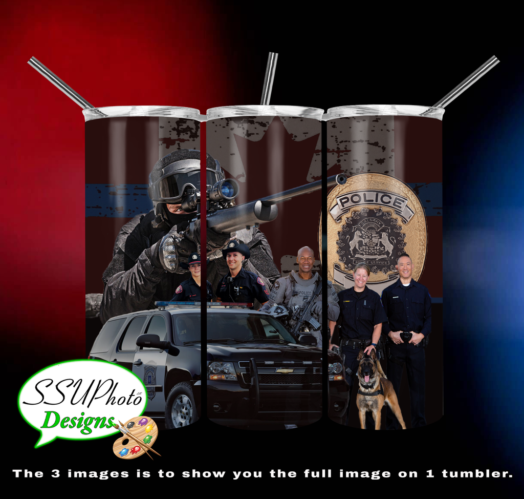 Canadian Police 20 OZ Skinny TumblerD Digital Design