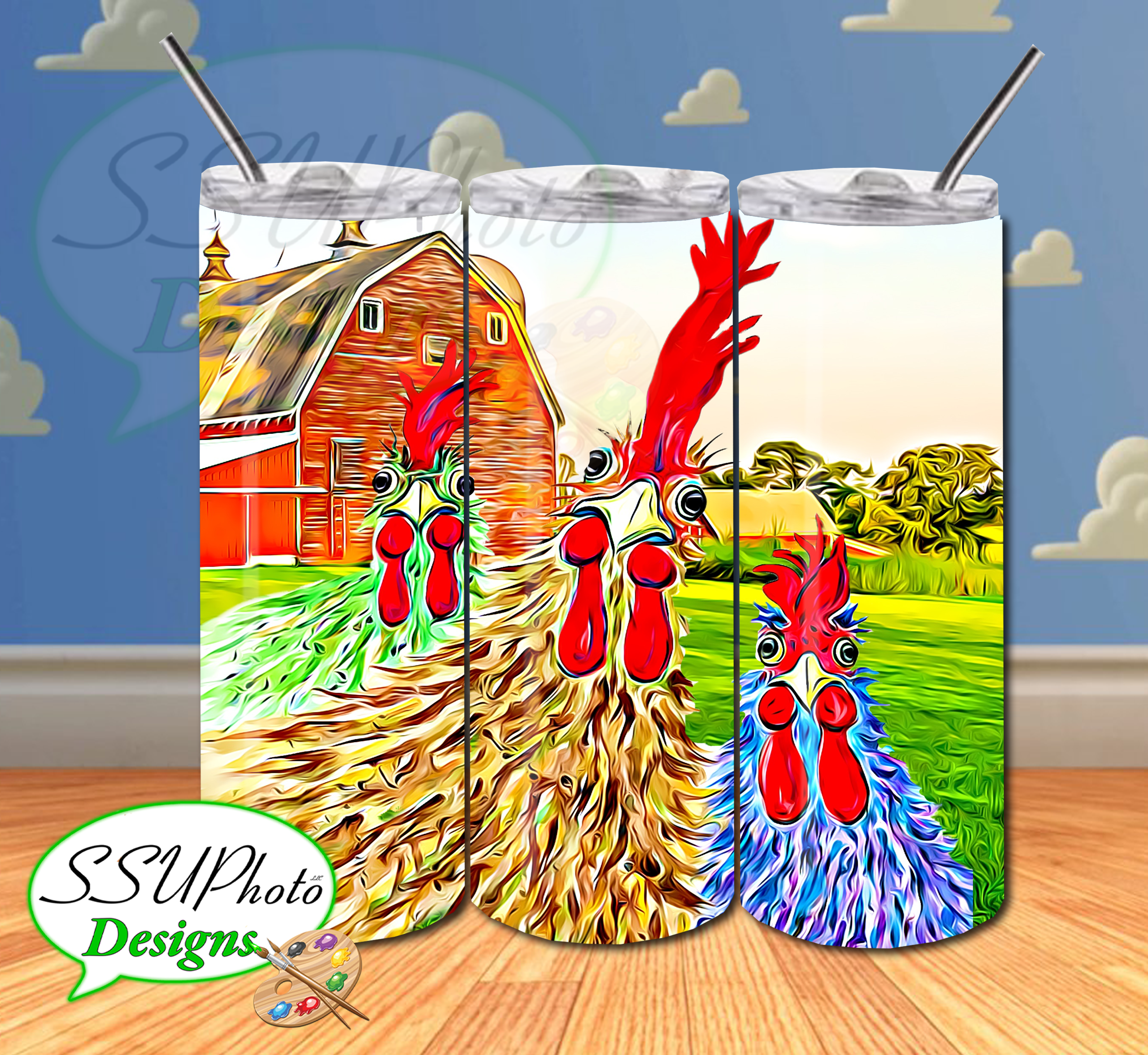 Roosters 20 OZ Skinny TumblerD Digital Design