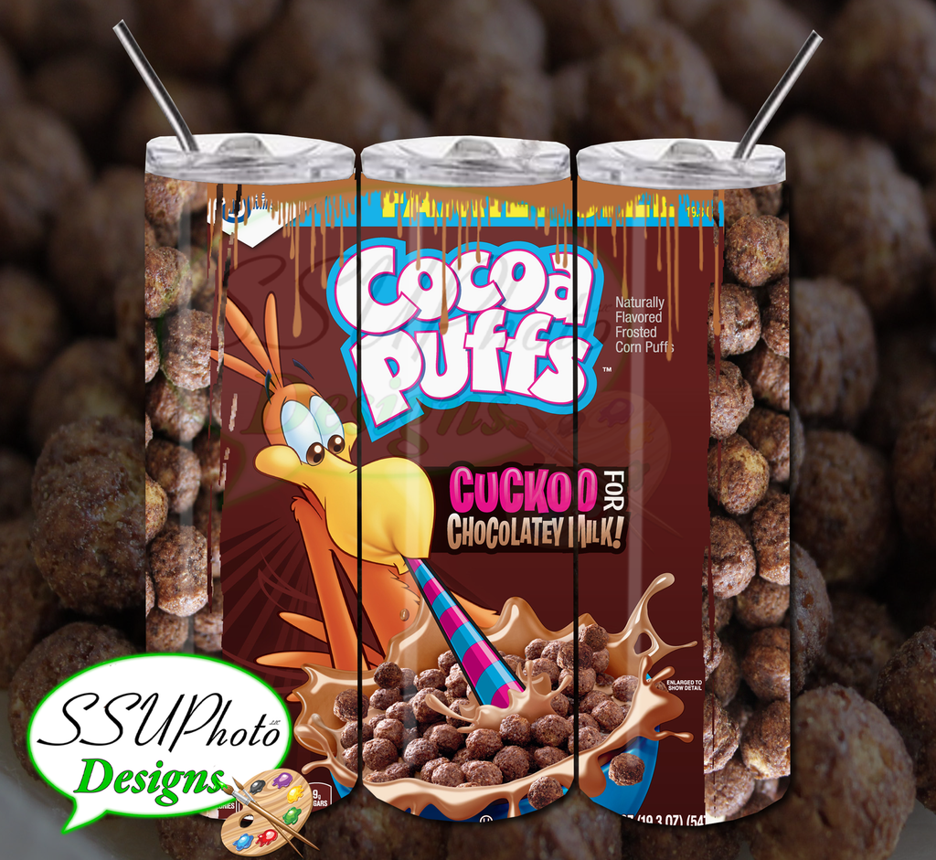 Cereal Cocoa Puffs 20 OZ Skinny Tumbler Straight Digital SSUPhoto Designs