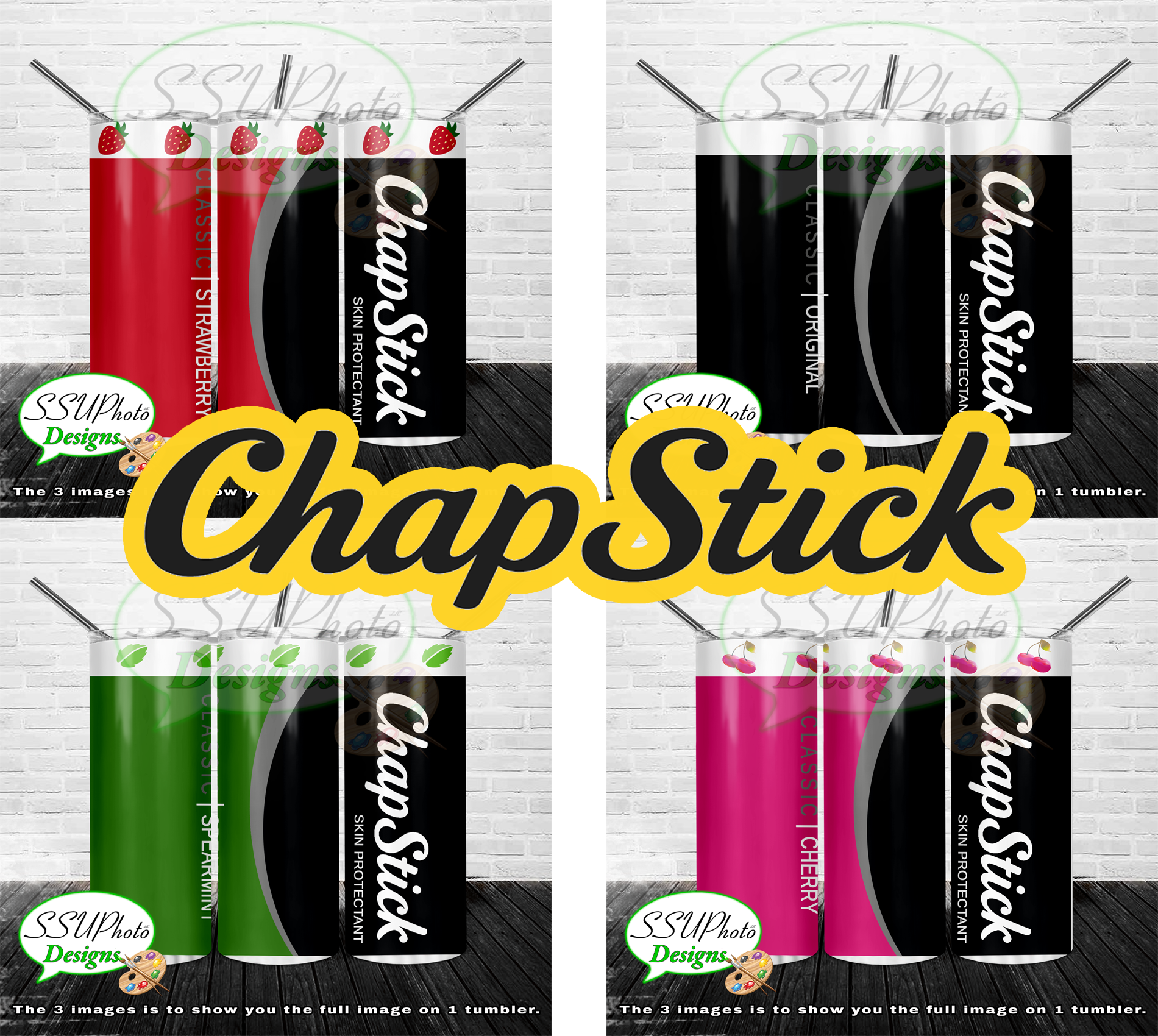 Chapstick Collection 20 OZ Skinny TumblerD Digital Design