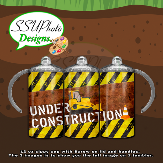 Construction 12OZ Sippy Cup Digital Design