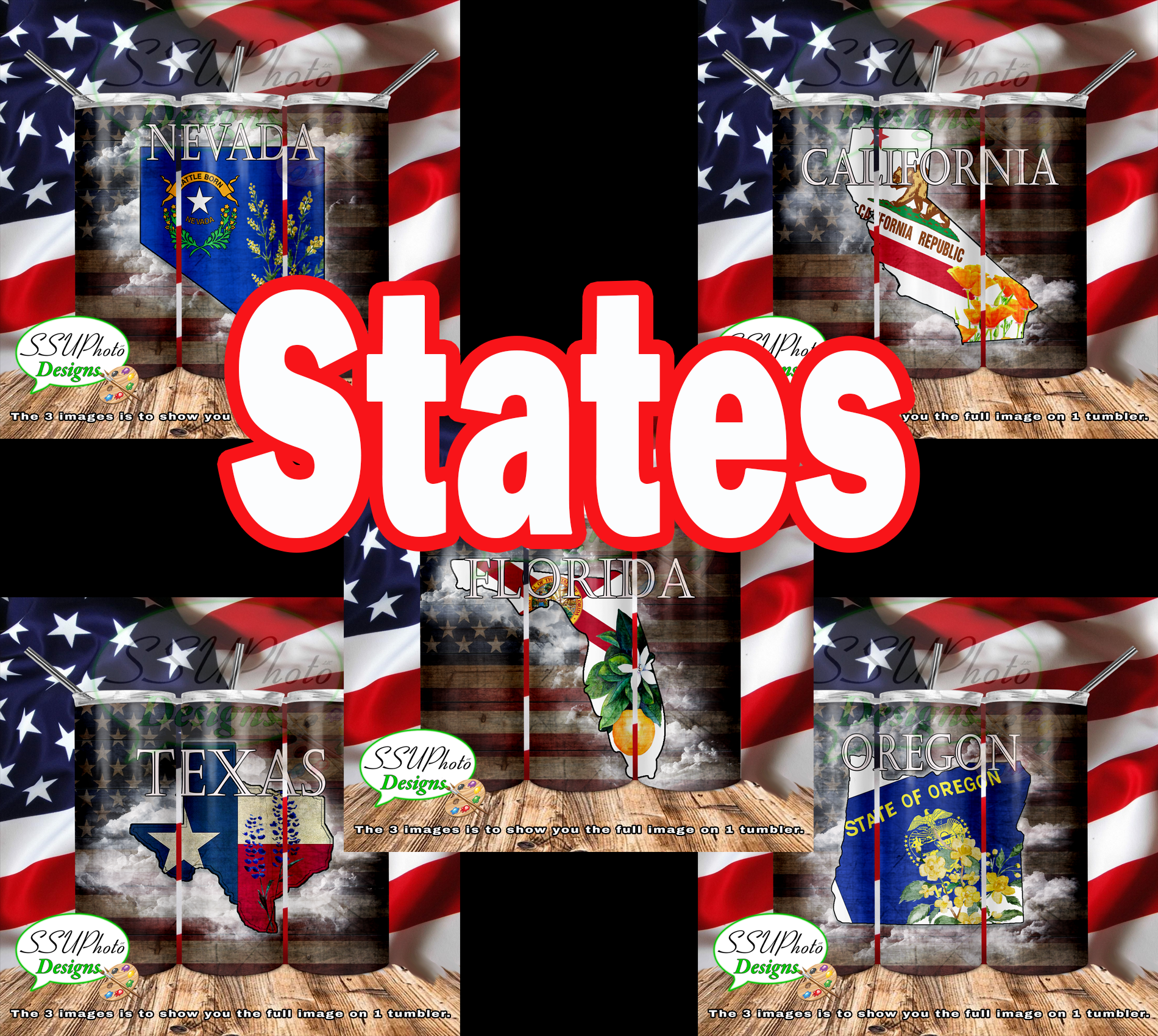 States Collection 20 OZ Skinny TumblerD Digital Design