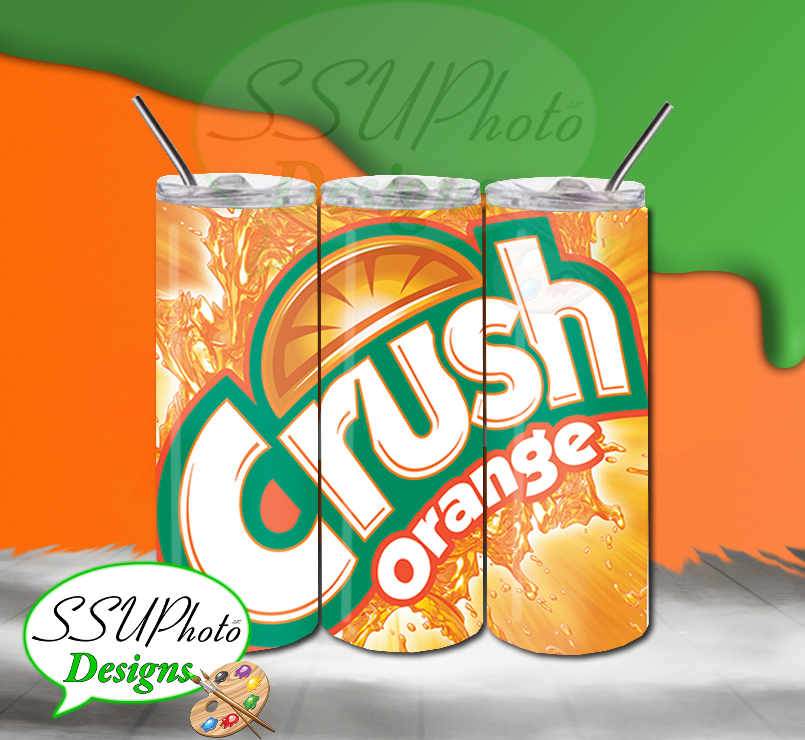 Crush Soda Orange 20 OZ Skinny TumblerD Digital Design