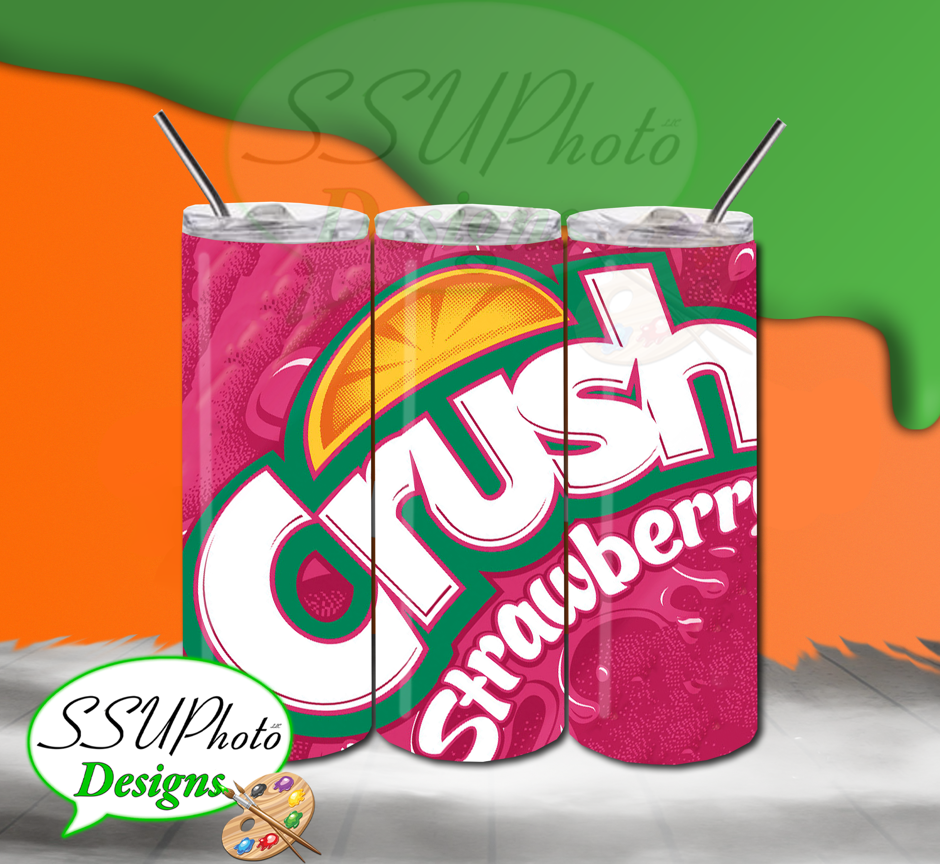 Crush Soda Strawberry 20 OZ Skinny TumblerD Digital Design