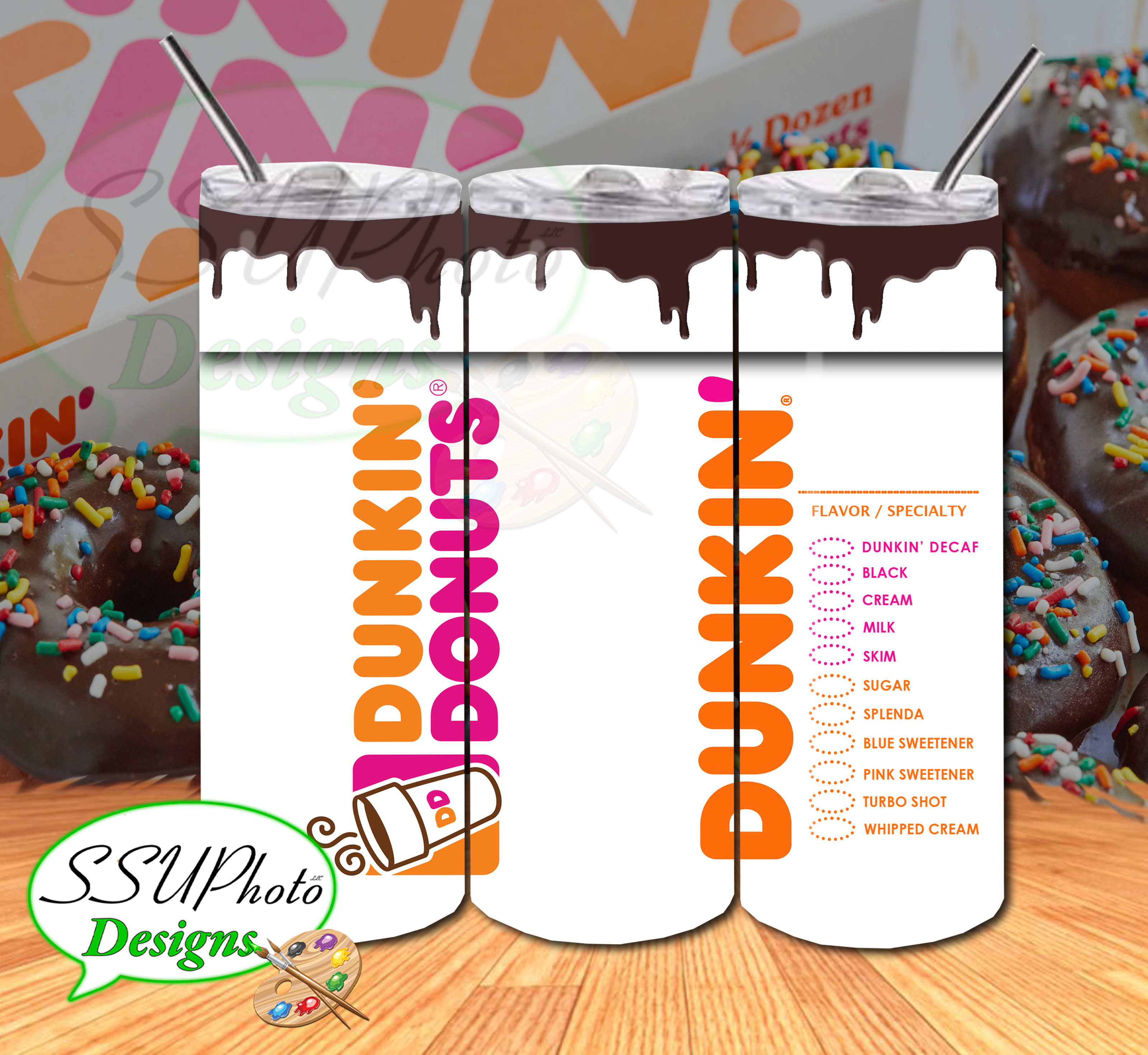 Dunkin Donuts 20 OZ Skinny TumblerD Digital Design