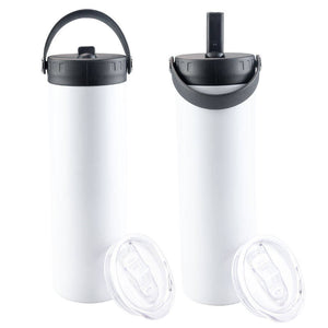 Custom Designed 20oz Travel Sport Tumbler with Rubber Handle and Second Lid