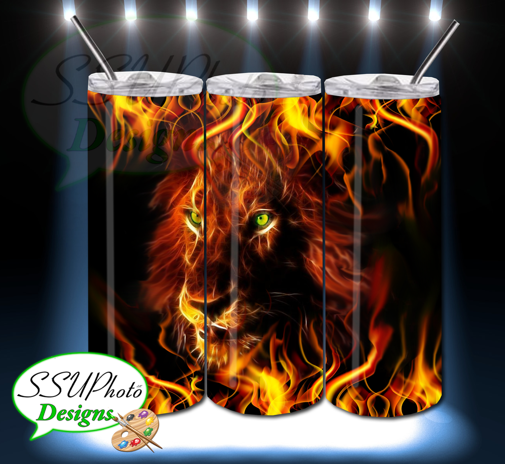 Fire Lion 20 OZ Skinny TumblerD Digital Design