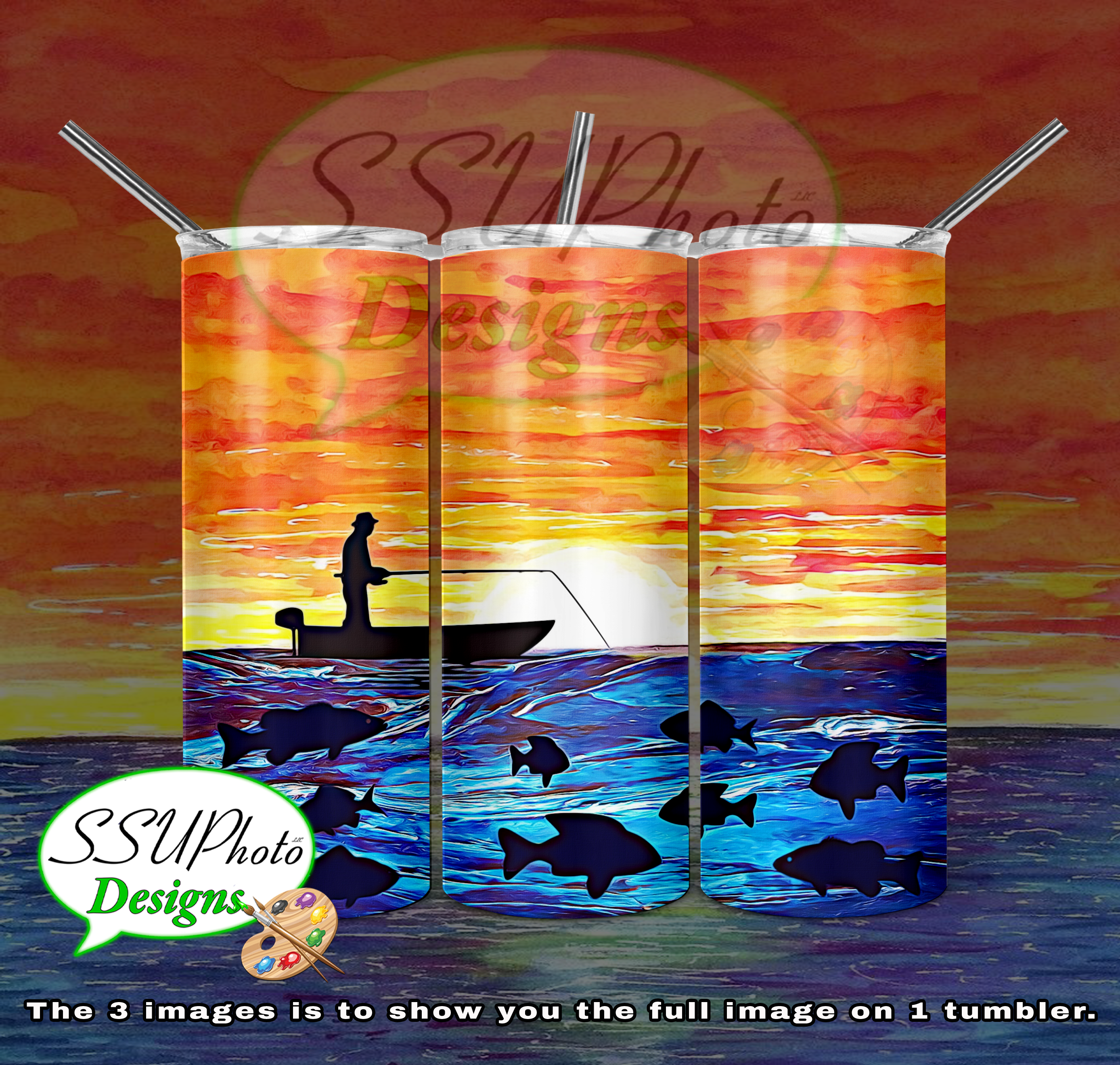Fisherman 20 OZ Skinny TumblerD Digital Design