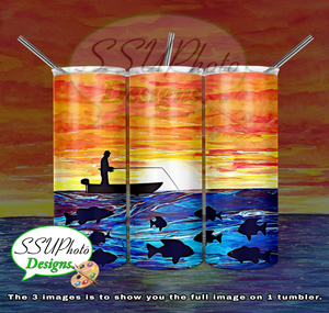 Fisherman 20 OZ Skinny TumblerD Digital Design