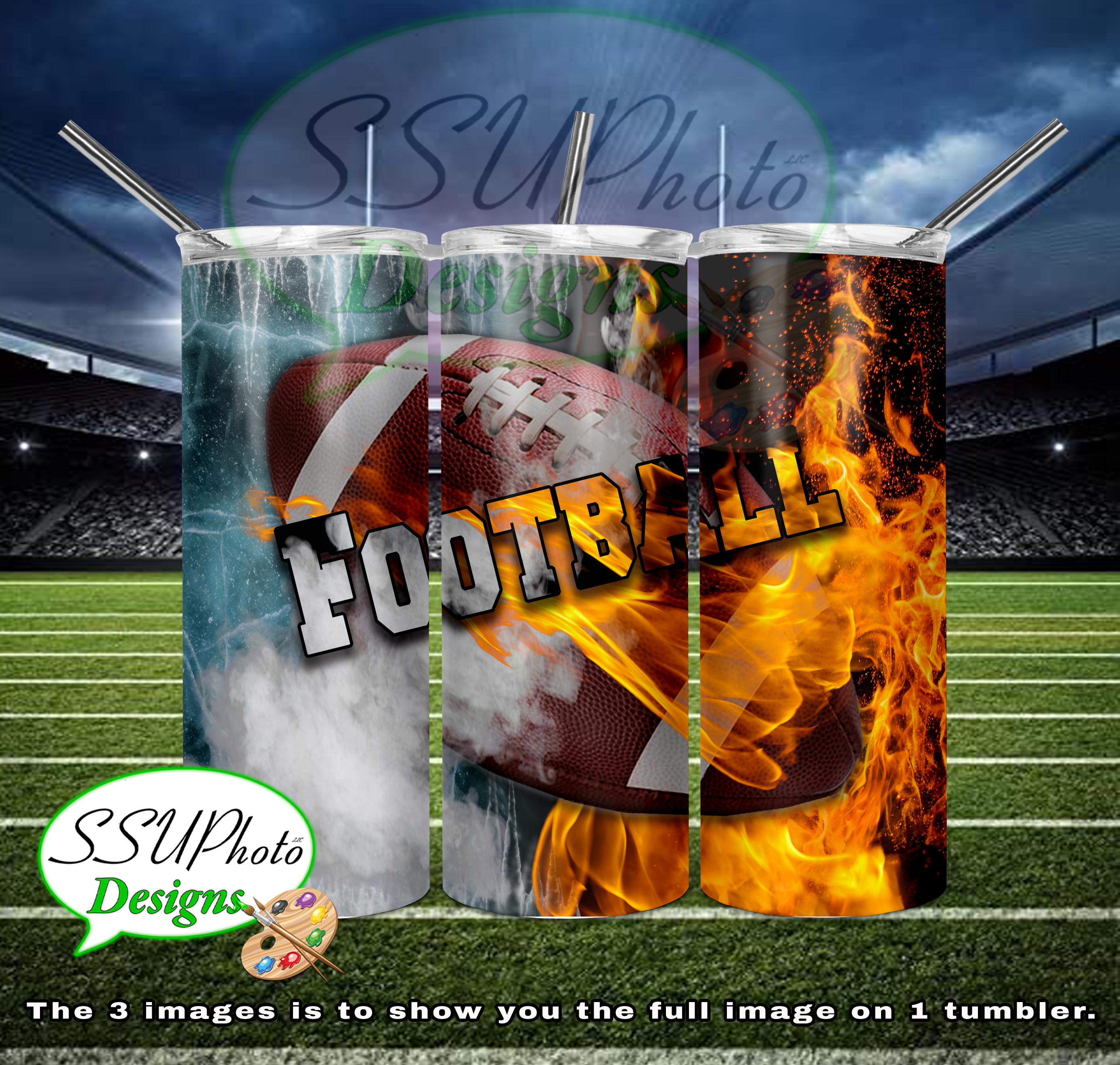 Sports Fire and Ice Collection 20 OZ Skinny TumblerD Digital Design