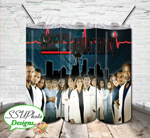 Grey's Anatomy Group 20 OZ Skinny TumblerD Digital Design