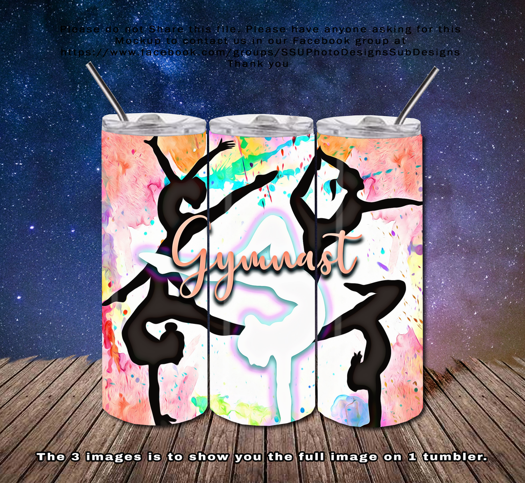 Gymnastics 20 OZ Skinny TumblerD Digital Design