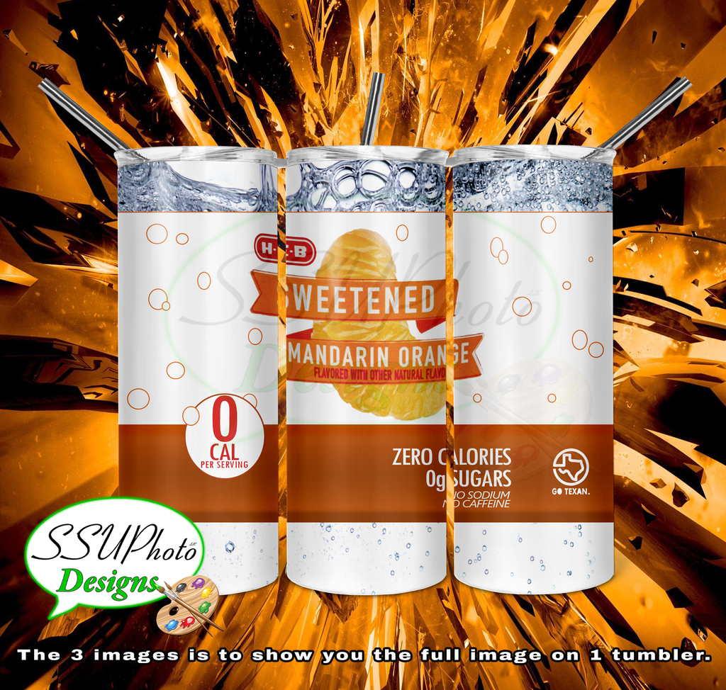HEB Mandarin Sparkling Water Skinny TumblerD Digital Design