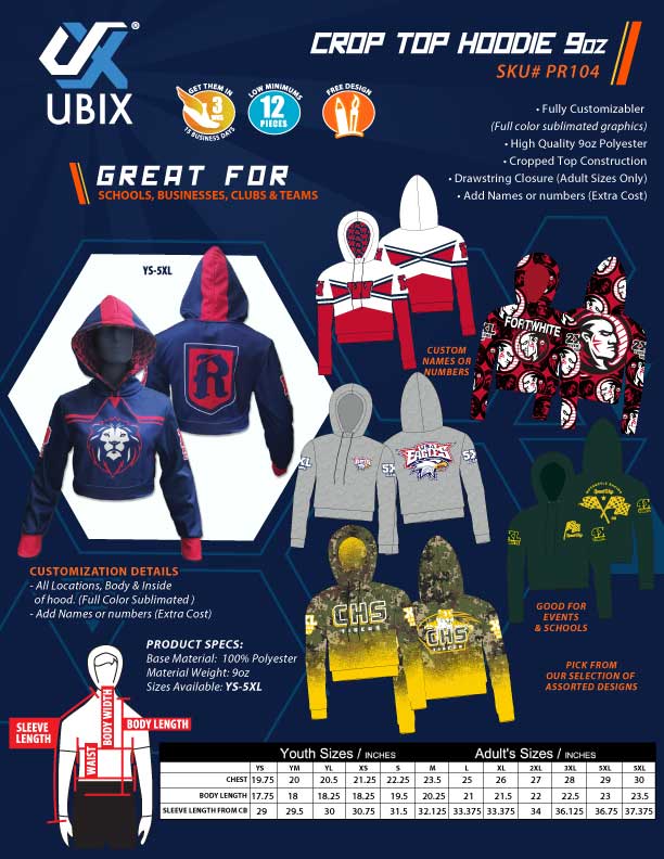 CROP TOP HOODIE 9oz POLYESTER