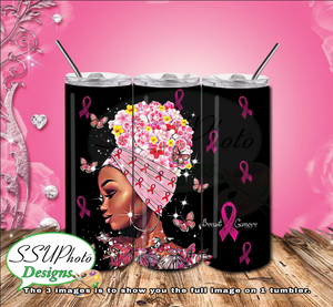 I Am Woman Breast Cancer Awareness  20 OZ Skinny TumblerD Digital Design