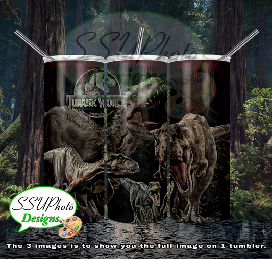 Jurassic World 20 OZ Skinny TumblerD Digital Design