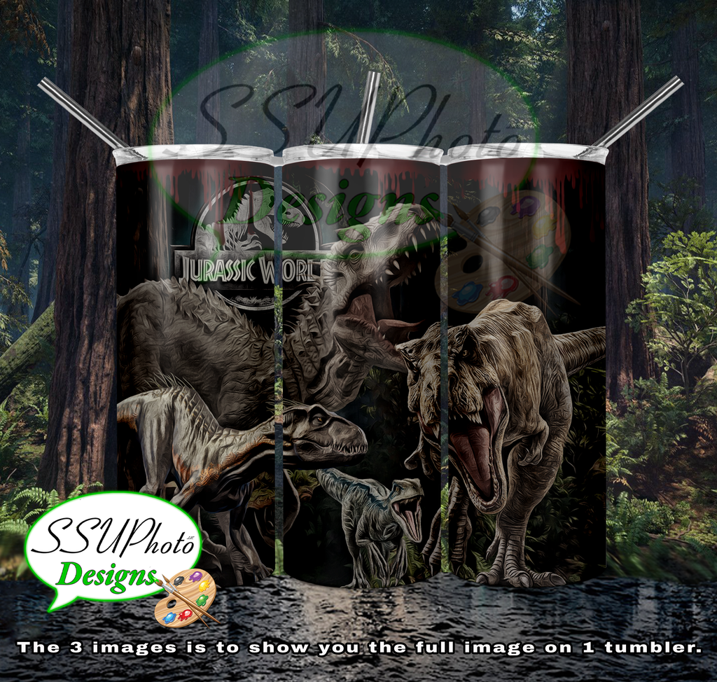 Jurassic World 20 OZ Skinny TumblerD Digital Design