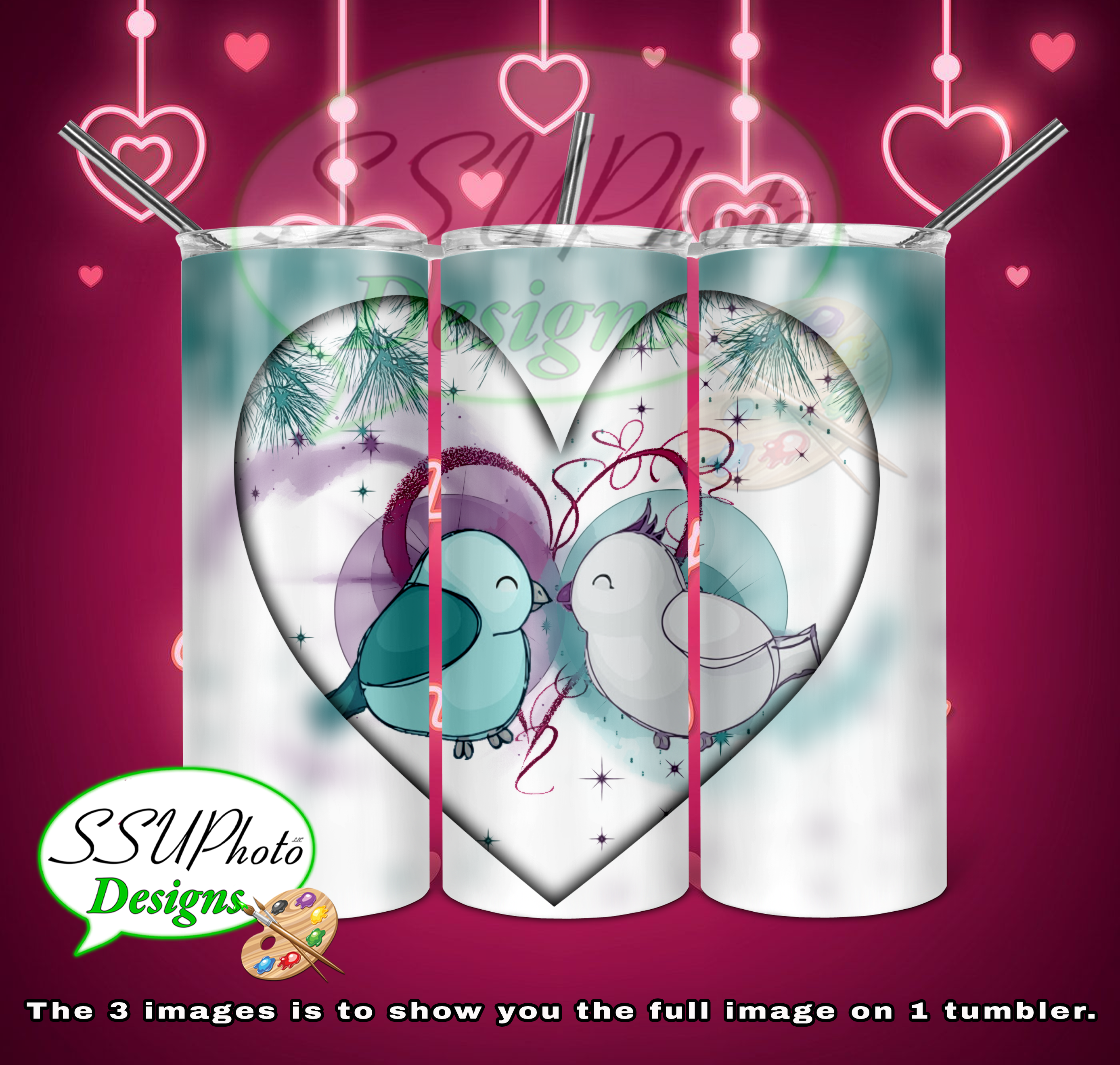 Valentine's Animal Collection 20 OZ Skinny TumblerD Digital Design